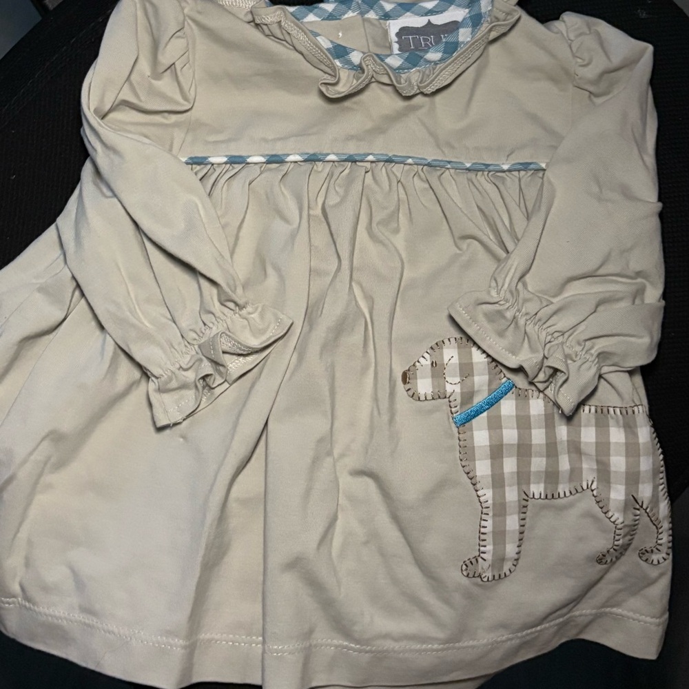 True & Co. Cream and Blue Kids Casual Dress